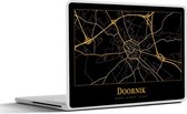 Laptop sticker - 10.1 inch - Kaart - Doornik - België - Goud - Zwart - 25x18cm - Laptopstickers - Laptop skin - Cover
