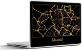 Laptop sticker - 10.1 inch - Kaart - Madrid - Goud - Zwart - 25x18cm - Laptopstickers - Laptop skin - Cover