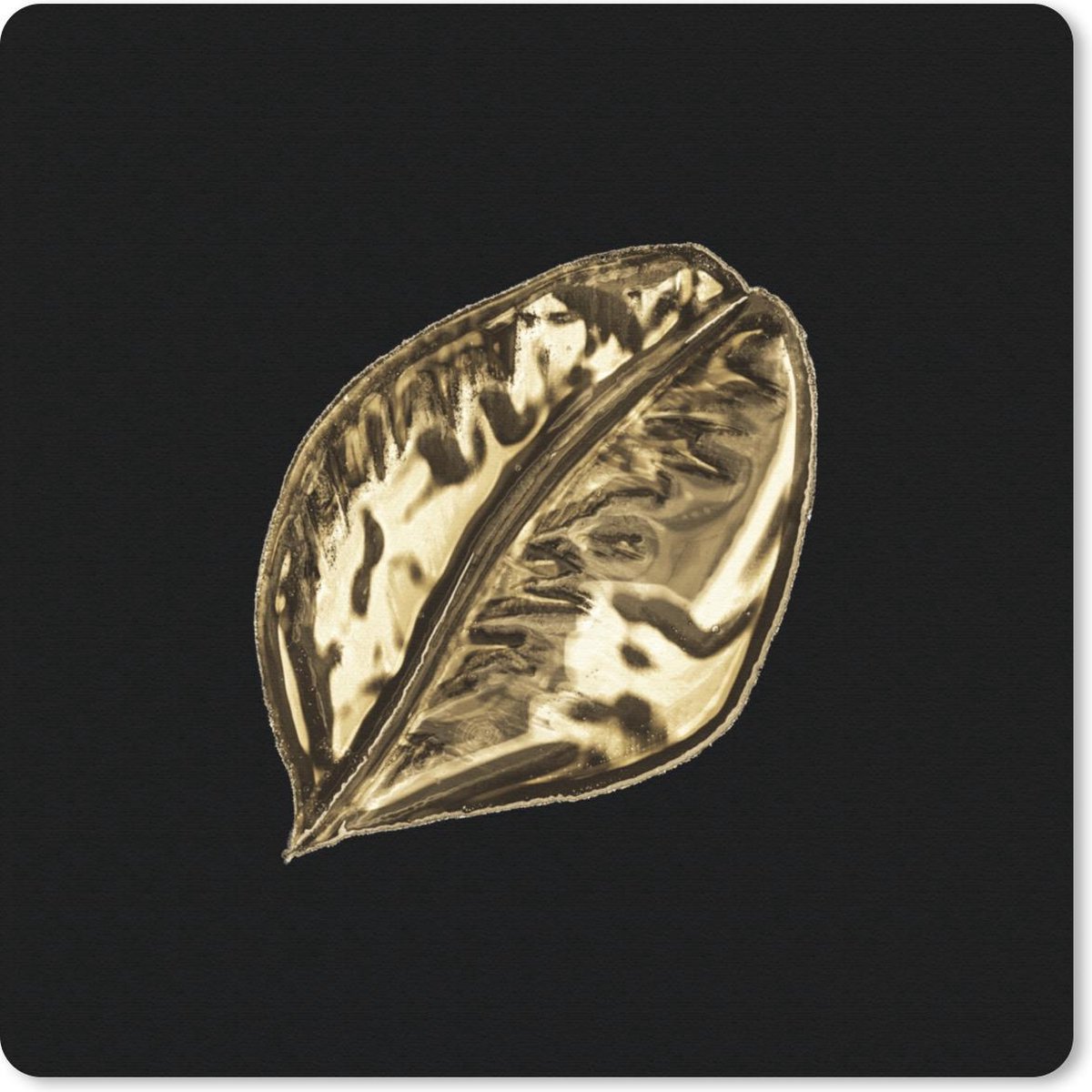 Muismat 30x30 cm - Mousepad Blad - Goud - Plant - Muismatten