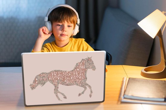 Sticker pour ordinateur portable - 12,3 pouces - Cheval - Lettres - Rose