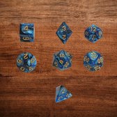 Dobbelsteen setje - PolyDice Black & mid blue dobbelstenen voor o.a. Dungeons & Dragons