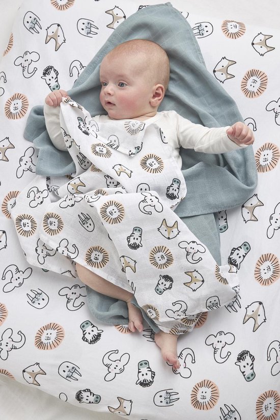 Meyco Baby Animal washandjes - 3-pack - hydrofiel - multicolour - 20x17cm van Meyco — afbeelding 4