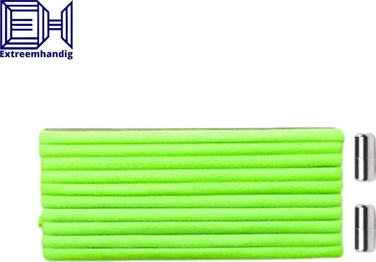 veters - (groen) (neon) - niet strikken - elastische veters - no tie - schoenveters - sportveters - rond - schoenveters - kinderveters