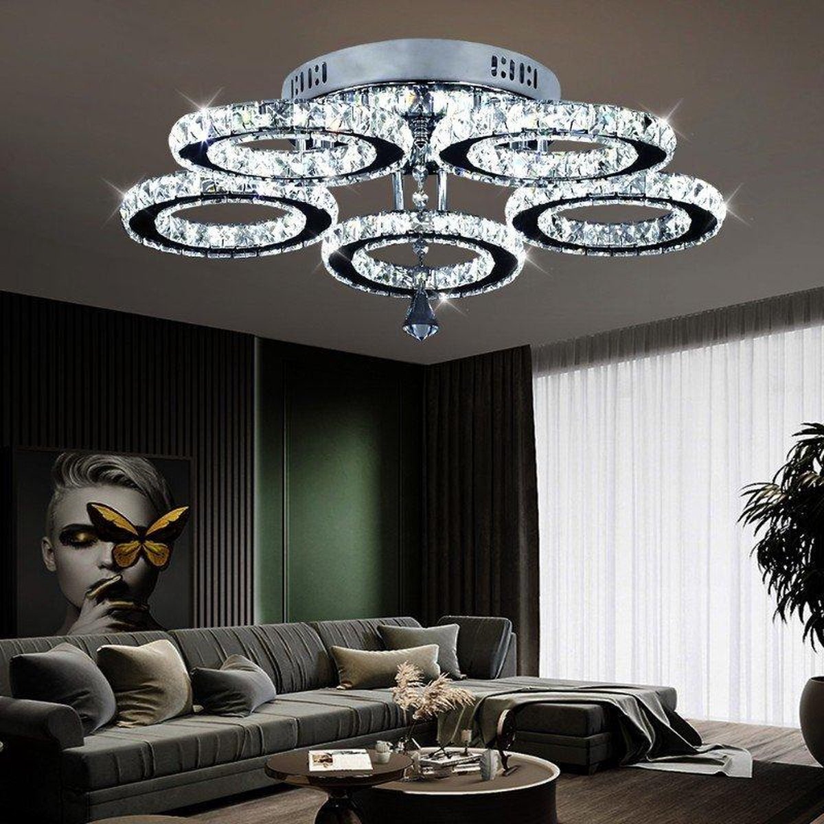 Luminaire à LED plafonnier rond en cristal luxe pour salon chambre