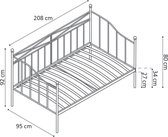 Design bed 90x200 cm in metaal met lattenbodem witte kleur