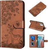 Sika Herten Embossing Patroon Horizontale Flip PU Lederen Case met Houder & Kaartsleuf & Portemonnee & Fotolijst Voor iPhone 13 Pro (Bruin)