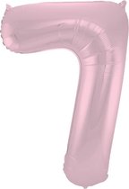 Folat - Folieballon Cijfer 7 Pastel Roze Metallic Mat - 86 cm