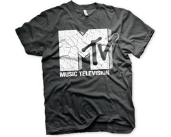 MTV Heren Tshirt -XL- Cracked Logo Zwart