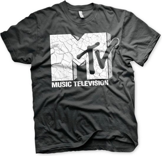 MTV Heren Tshirt -XL- Cracked Logo Zwart