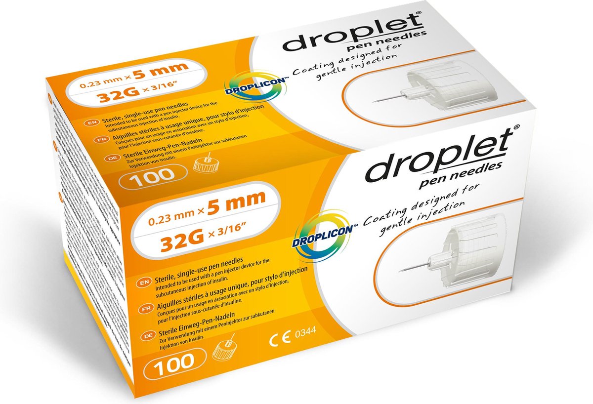 Goedkoopste Insuline pennaald Droplet 5MM 32G (100 pennaalden per verpakking