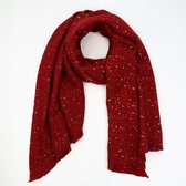 Sunset Fashion - Ribbel sjaal met glinsters - Rood