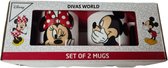 Disney Mickey & Minnie Mouse Mokken set - Multicolor - Keramiek - 15 x 10 x 9 cm - Set van 2