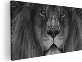 Artaza Canvas Schilderij Leeuw - Leeuwenkop - Zwart Wit - 120x60 - Groot - Foto Op Canvas - Canvas Print