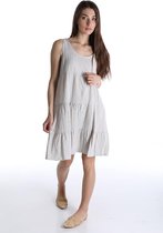 Handgemaakte boho korte mini jurk met v-hals en open rug - zijzakken - kleur ORANJE maat 36-38