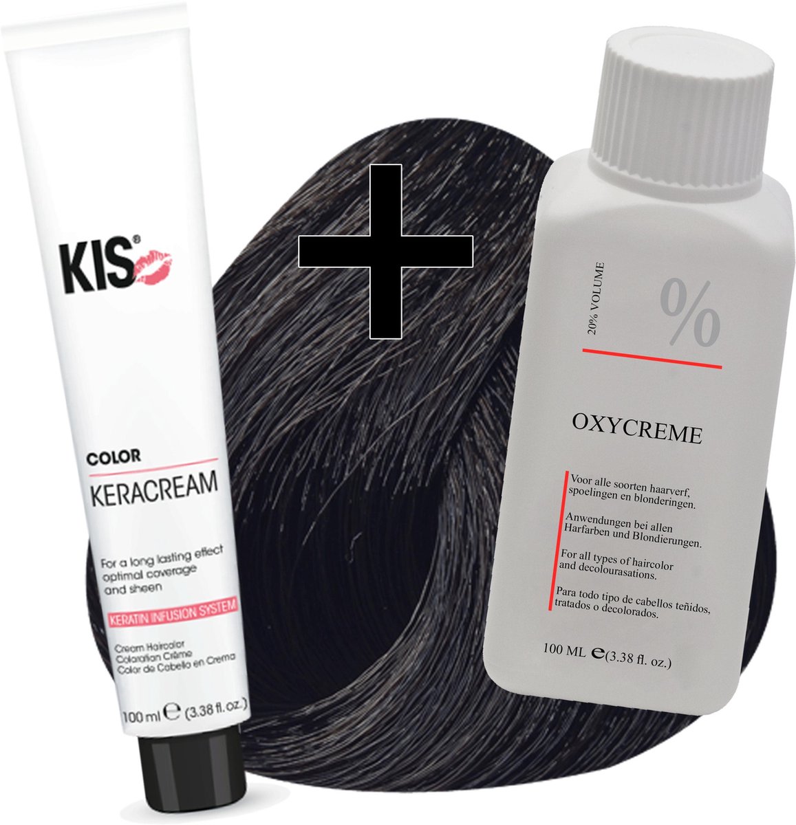 KIS haarverfset - 2N Bruin - haarverf & waterstofperoxide