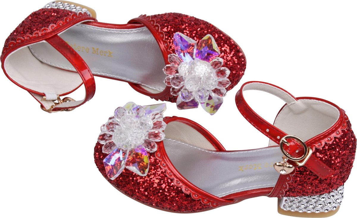 Prinsessen schoenen + Toverstaf meisje + Tiara (Kroon) + Lange handschoenen - Rood - cadeau meisje - prinsessen schoenen plastic - verkleedschoenen prinses - prinsessen schoenen speelgoed - hakschoenen meisje — afbeelding 2