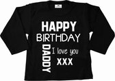 Shirt kind verjaardag papa-zwart-tekst wit-Maat 104