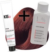 KIS haarverfset - 6RK Donker rood koper blond  - haarverf & waterstofperoxide