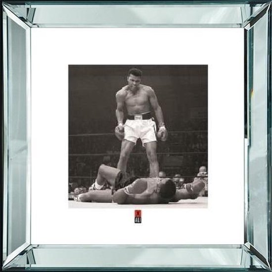 50 x 50 cm - Spiegellijst met prent - Muhammad Ali - prent achter glas