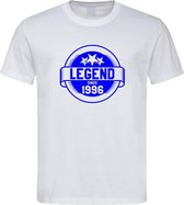Wit T-Shirt met “ Legend sinds 1996 “ print Hard Blauw  Size L