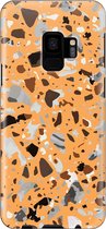 Samsung Galaxy S9 Telefoonhoesje - Extra Stevig Hoesje - 2 lagen bescherming - Met Marmerprint - Terrazzo - Oranje