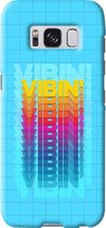 Samsung Galaxy S8 Telefoonhoesje - Premium Hardcase Hoesje - Dun en stevig plastic - Met Quote - Vibin - Lichtblauw