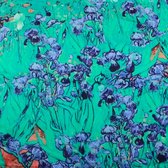 Sjaal-Irissen-55x55 cm- Blauw-Schilderij-Polyester-shawl- Charme Bijoux