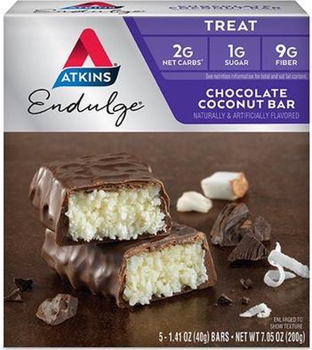 Goedkoopste Atkins | Endulge | Chocolate Coconut Bar | Doos | 5 x 35g | Koolhydraatarm eten doe je zó!