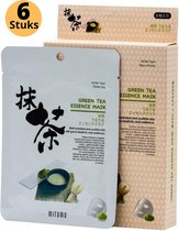 Mitomo Green Tea Gezichtsmasker - Gezichtsmasker Verzorging - Face Mask Beauty - Face Mask Japans - Gezichtsverzorging Dames - Japanse Gezichtsmaskers - Skincare Ritual Sheet Mask - 6 x 25g