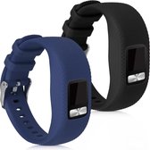 kwmobile horlogeband voor Garmin Vivofit 4 - Maat S - 2x siliconen armband voor fitnesstracker in zwart / donkerblauw