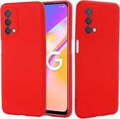 Voor OnePlus Nord N200/OPPO A93 5G Pure Kleur Vloeibare Siliconen Schokbestendig Volledige Dekking Case (Rood)