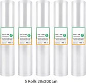 5 Rolls - Sous Vide Roll Zakken - Voor Vacuüm Verpakkingsmachine - Verpakking Voedsel Opslag - Vacuüm Zakken - Voor Vacuüm Sealer - 28-300CM