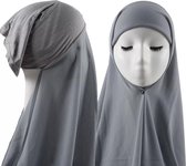 Grijse Hoofddoek, mooie hijab nieuwe stijl (onderkapje en hijab).