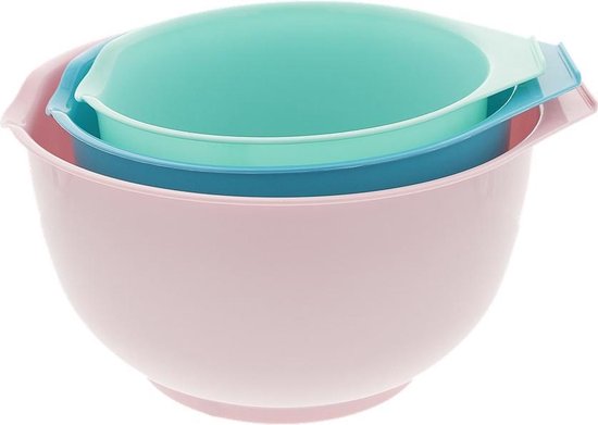 Saladekommenset met deksel, grote mengkommenset, 4-delig, 2 l/3 l/4 l/6 l, blauw, stapelbaar, grote kommen voor keuken, van premium kunststof, BPA-vrij, geschikt voor vaatwasser en magnetron