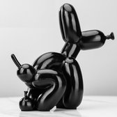 BaykaDecor - Uniek Beeldje Ballonhond Die Poept - Badkamer Decoratie - Pop Art - Jeff Koons parodie - Balloon Dog - Zwart - 22 cm