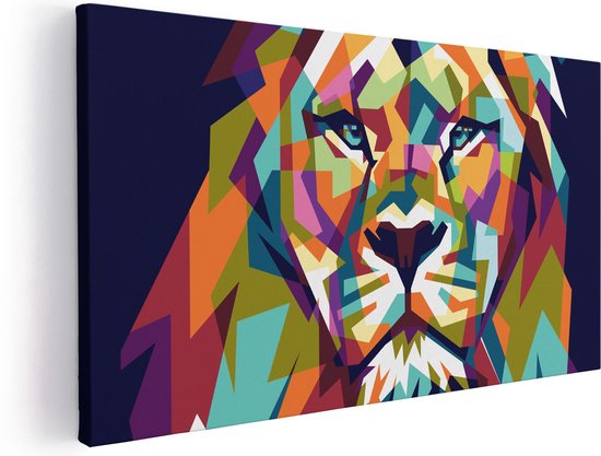Artaza - Peinture sur toile - Lion coloré - Abstrait - En couleur - 80x40 - Photo sur toile - Impression sur toile