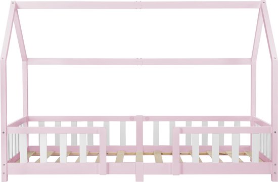 Lit enfant Sisimiut avec antichute 90x200 cm rose et blanc