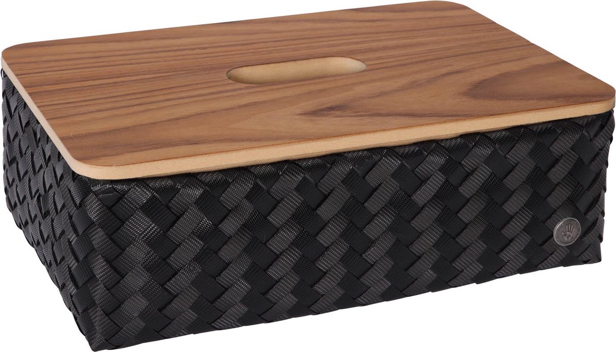 Opbergmand - Rechthoekige mand met deksel - Organizer - Woonkamer - Kinderkamer - Badkamer - Babykamer - Duurzaam & handgevlochten - Handed By Grand ideal with lid - zwart - black
