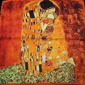 Sjaal-De Kus-55 X 55 cm-Oranje bruin-Polyester-Schilderij-Charme Bijoux