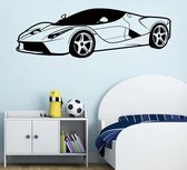 Muursticker Sportauto | 120 x 40 cm | Zwart | Raceauto | Auto | Muurdecoratie | Slaapkamer | Kinderkamer | Babykamer | Jongen | Decoratie Sticker