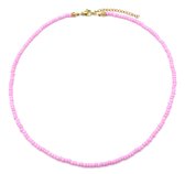 Dielay - Ketting met Glaskralen - Lengte Verstelbaar 42-47 cm - Roze