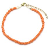 Armband Dames - Glaskralen - Lengte Verstelbaar 19-24 cm - Oranje