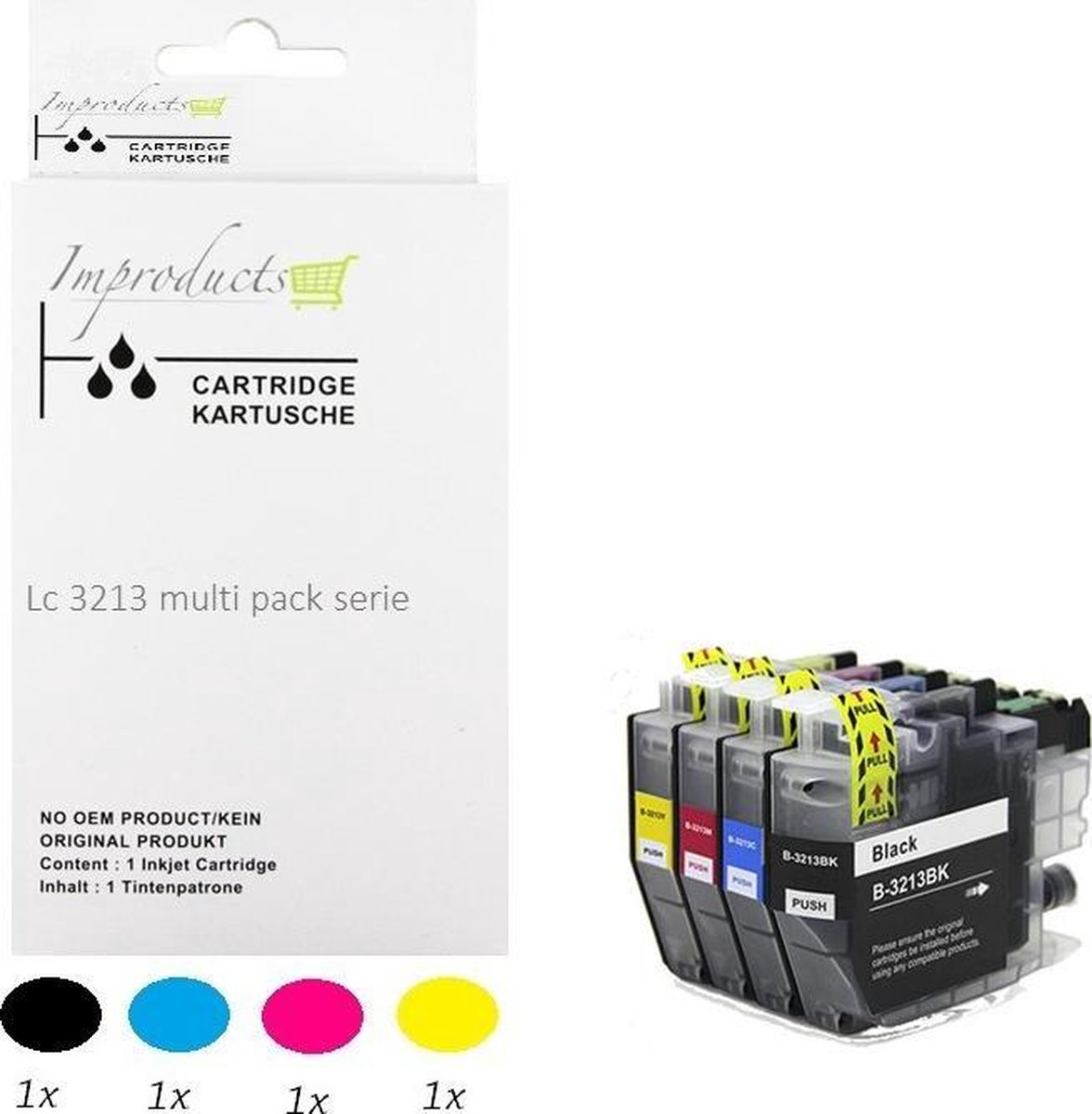Improducts? Inkt cartridges - Alternatief Brother LC3213 / LC-3213 / 3213 Multi pack alleen geschikt voor printers Brother MFC-J491DW MFC-J497DW DCP-J572dw MFC-J890DW MFC-J895DW DCP-J772DW DCP-J774DW