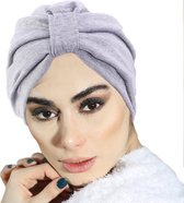 Tulband - Head wrap - Chemo muts – Haarband Damesmutsen - Tulband cap - Hoofddeksel - Beanie- Hoofddoek - Muts - Grijs - Hijab - Slaapmuts - Hoofdwear