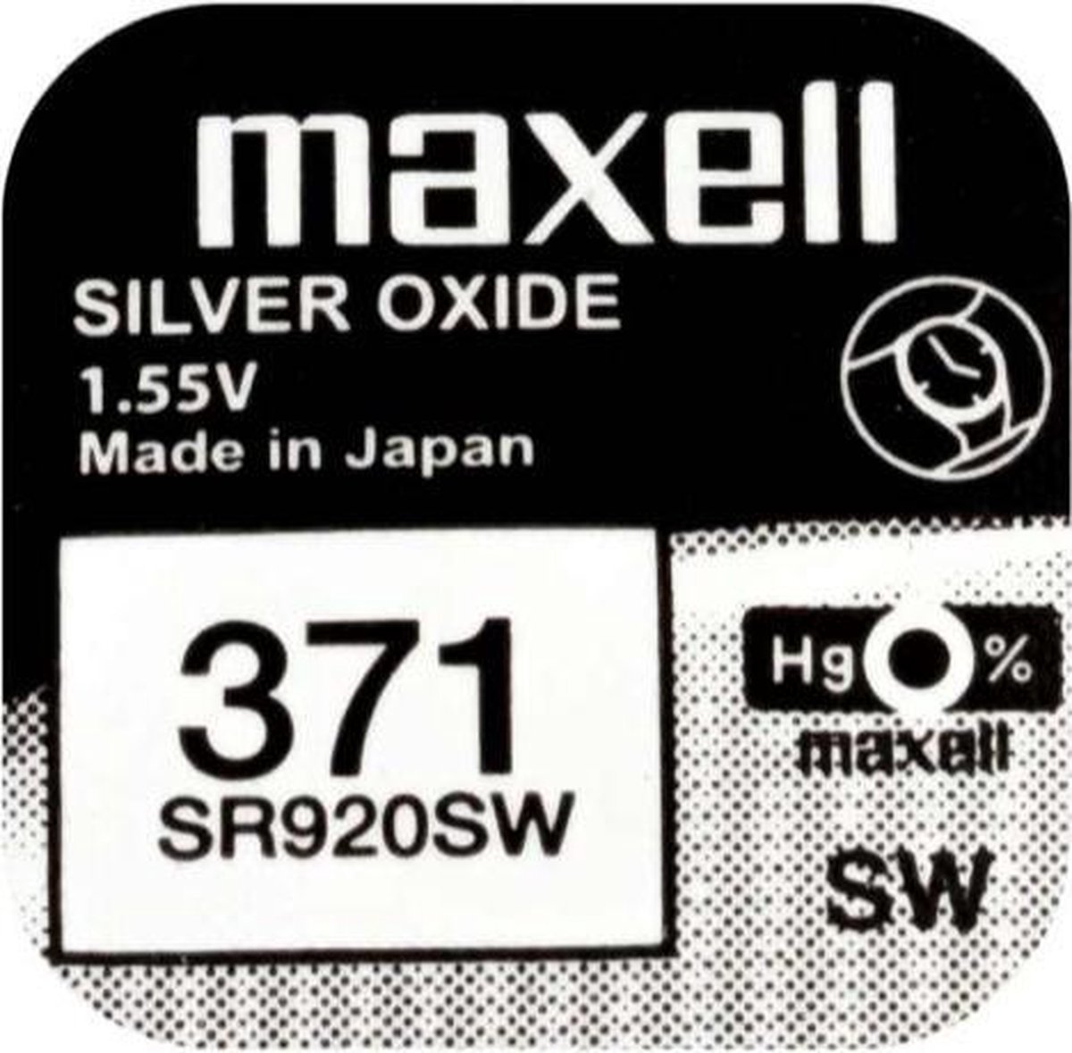 Maxell 371 / SR920SW zilveroxide knoopcel horlogebatterij 3 (drie) stuks - Maxell