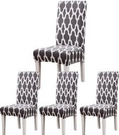 Stoelhoezen Eetekamerstoelen - Zinaps Set van 4/6 stoelhoezen, Jacquard eetkamer stoelhoezen, swingende stoelen, universele covers voor eetkamer, hotel, keuken, ceremonie (grijs ge