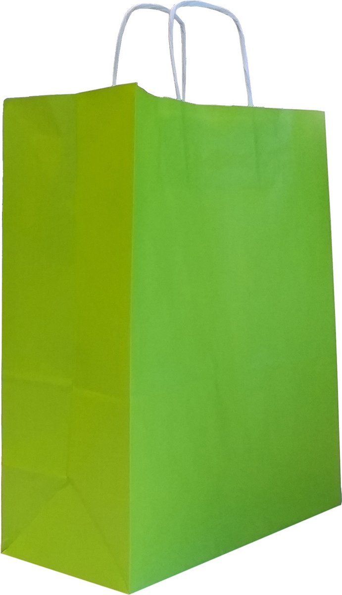 Papieren tasjes 50 stuks - Lime groen - A4 25x11x32 - Cadeautasjes - Papieren tasjes met handvat