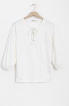 Sissy-Boy - Wit T-shirt met ballonmouwen en embroidery details