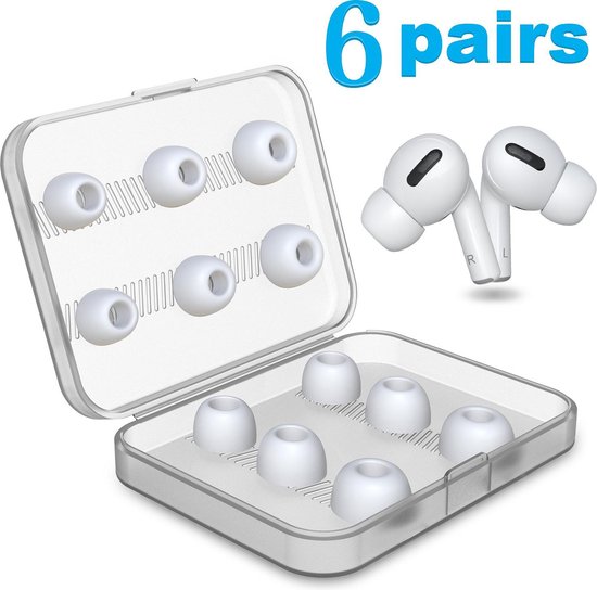 Foto: Maxiqualis airpods pro 1e 2e gen vervanging silicone tips 6 paar wit s m l met case geluidsisolerend verbeter de geluidskwaliteit beter dan origineel