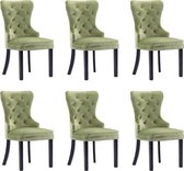 Eetkamerstoelen 6 stuks lichtgroen fluweel